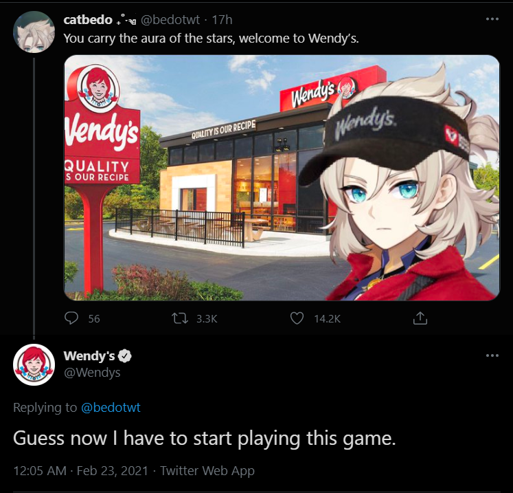 Albedo Working at Wendys
