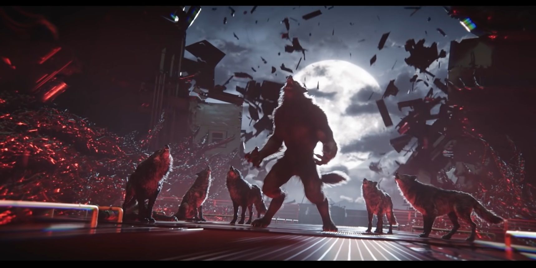 Werewolf: The Apocalypse - Earthblood. Many wolves and a crinos
