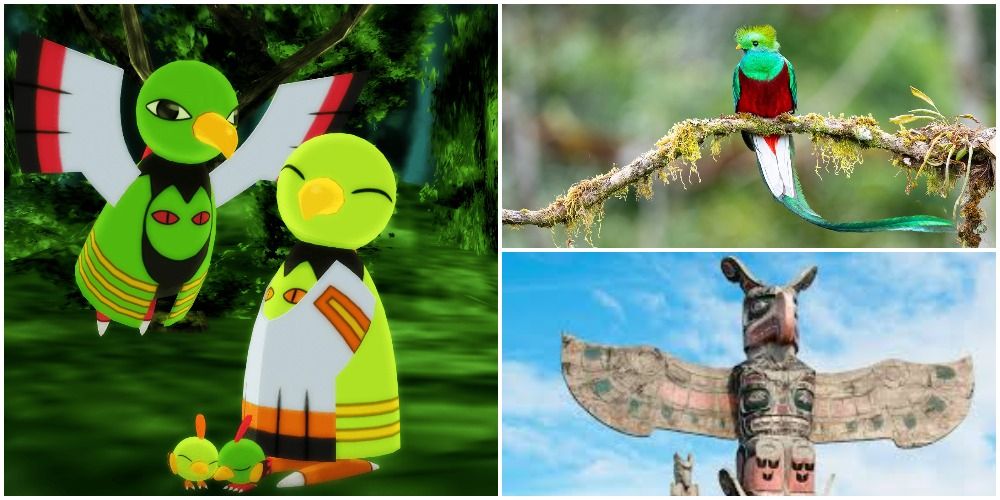 Psychic/Flying Pokemon Xatu and its Main Inspirations: the Resplendent Quetzal and Totem Poles