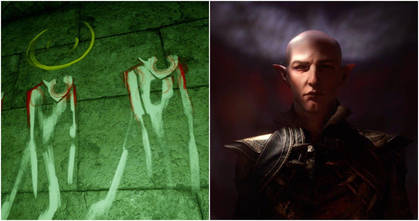 Split image of mural and Solas.