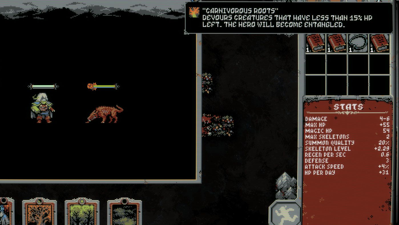 a battle scene showing the effect of blood groves - any enemy at 15% or less health will get consumed by the vines