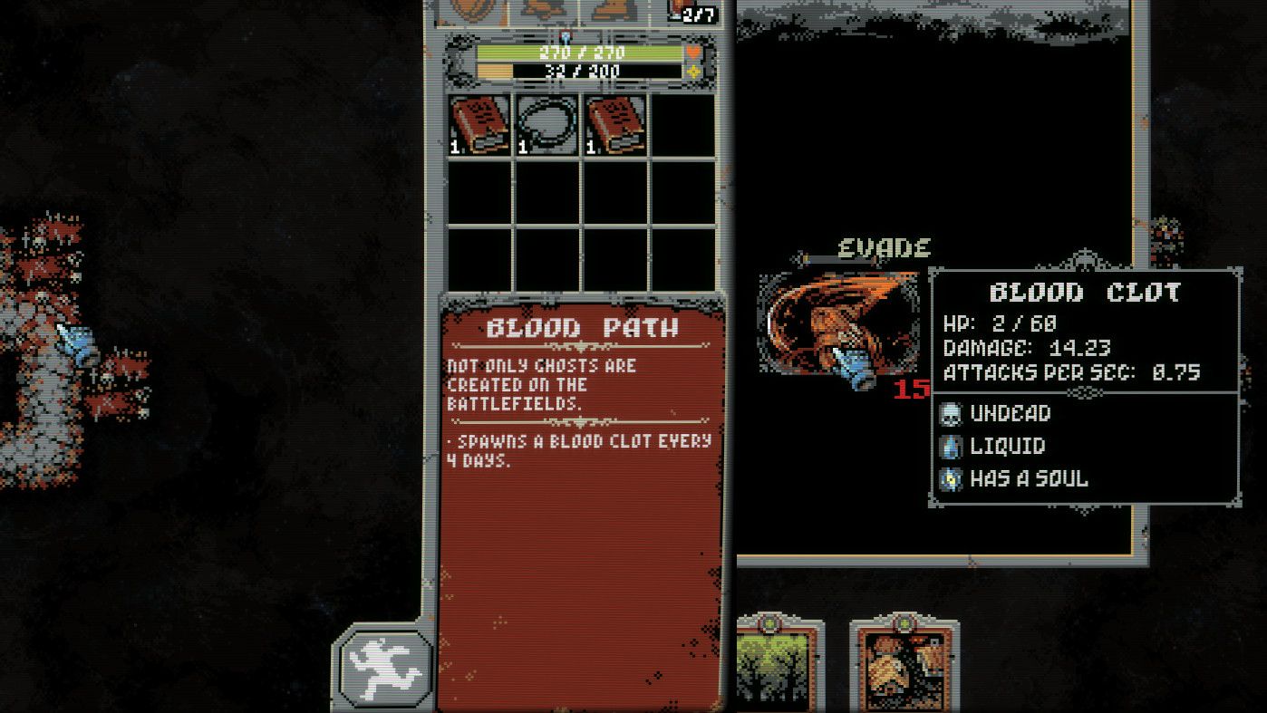 a split image showing two overlapping battlefields forming a blood path and a blood clot in battle