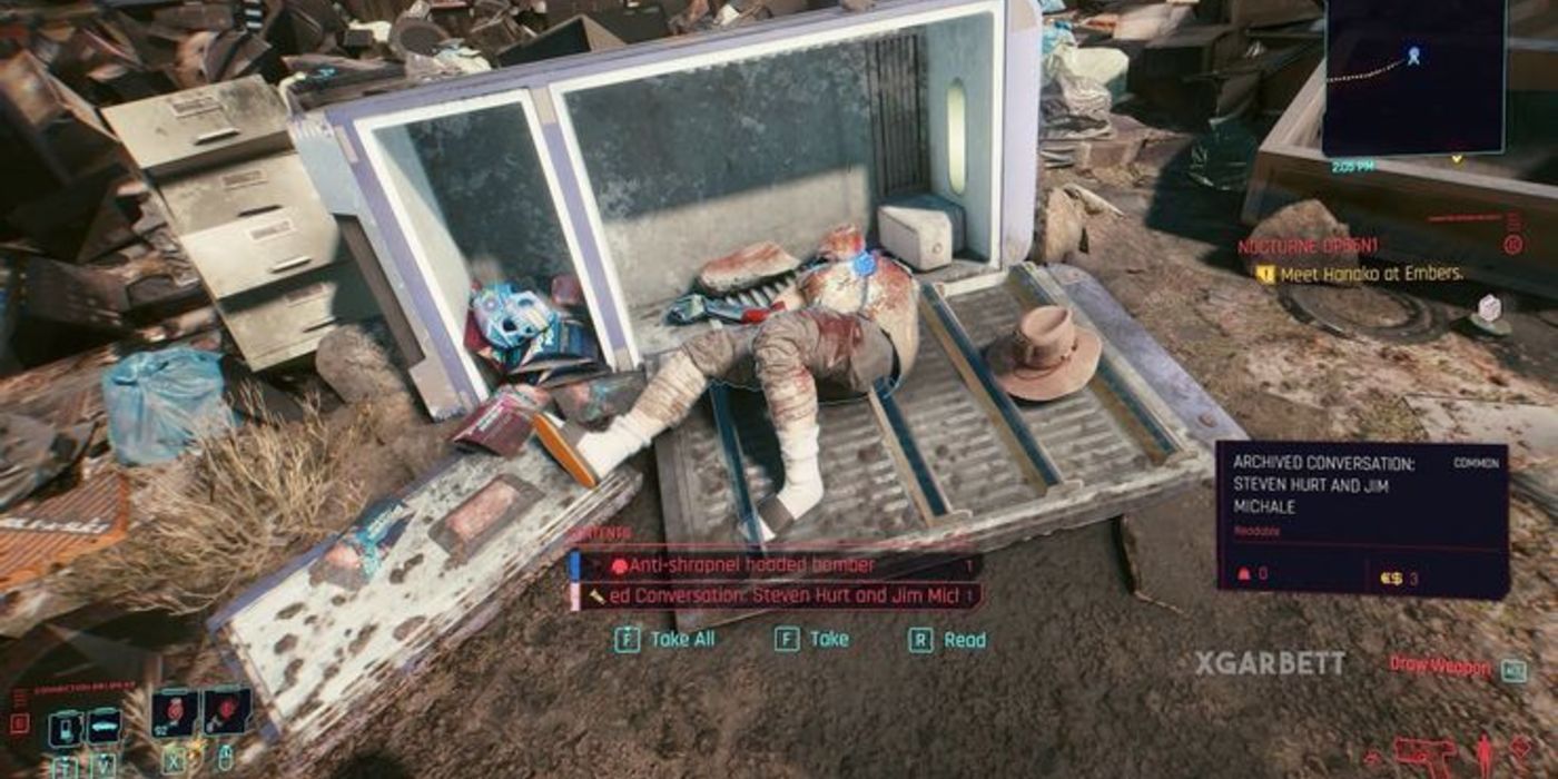 Jim Stout in a fridge in Cyberpunk 2077
