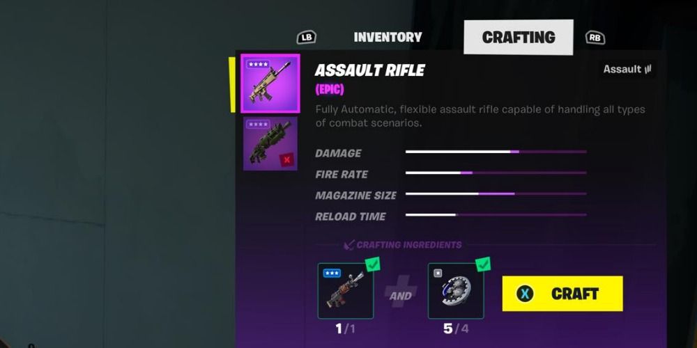 crafting epic assault riffle fortnite