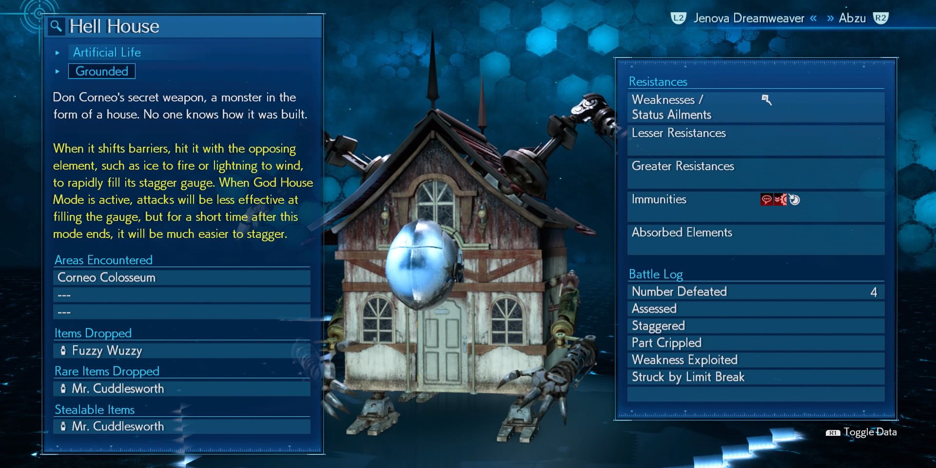 Enemy Intel for Hell House in Final Fantasy VII Remake