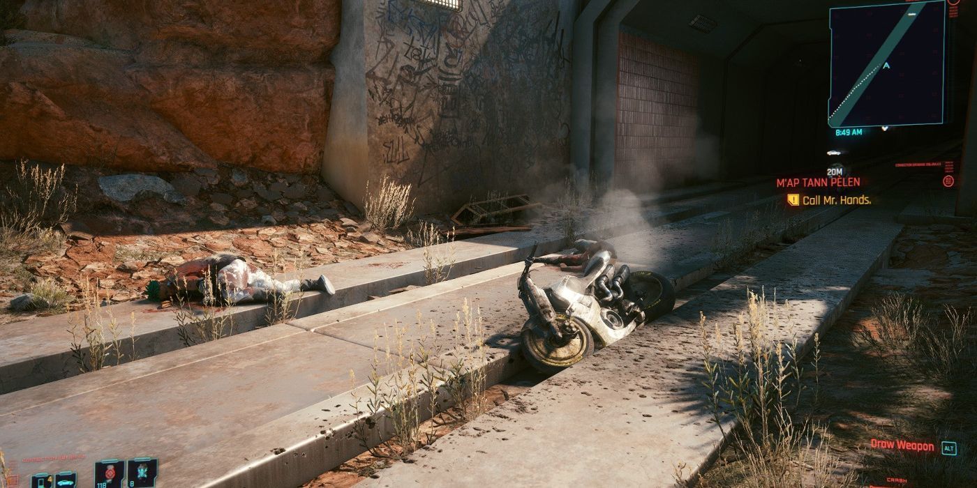 The bodies of CJ and Littlesmoke in a Grand Theft Auto San Andreas Cameo in Cyberpunk 2077