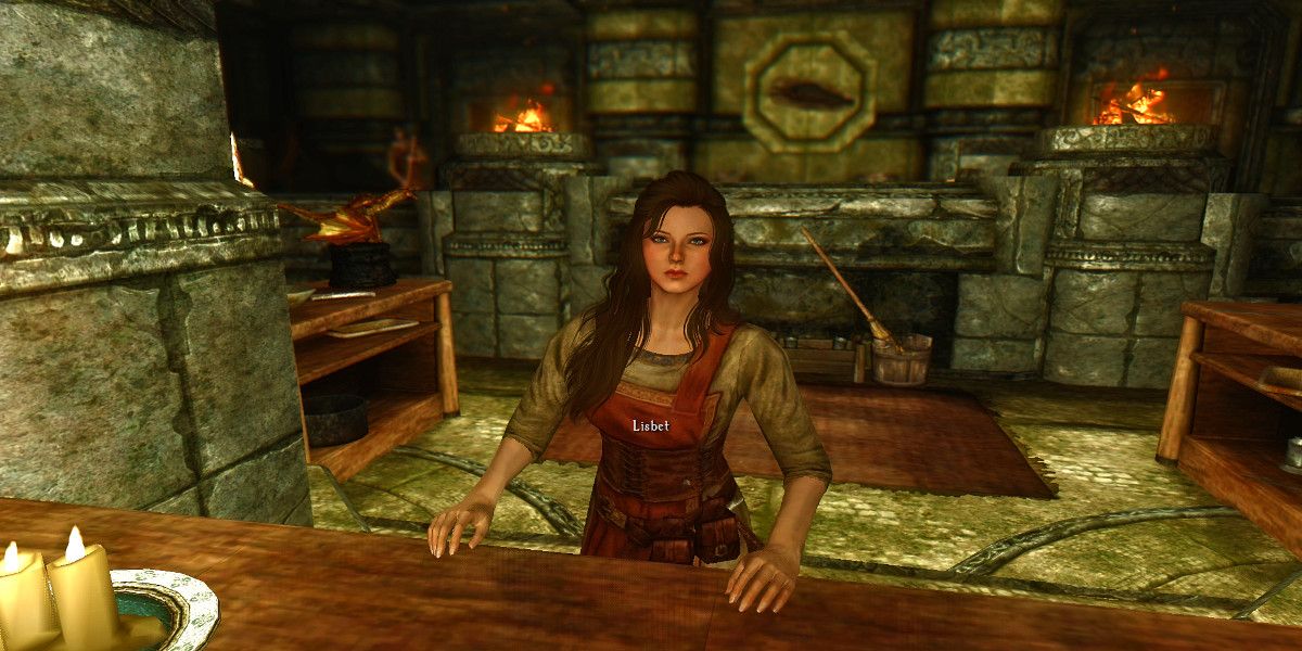 A player appraoches Lisbet in Skyrim