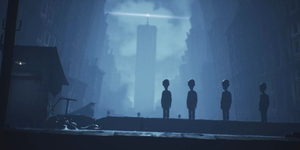 A screenshot from the rooftop section in the fourth chapter
