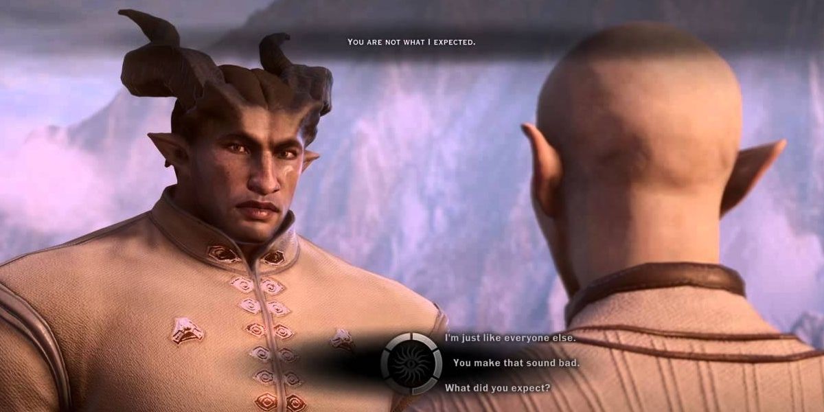 Solas talking to qunari Inquisitor.