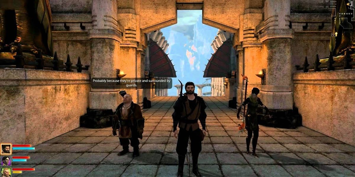 Varric, Hawke, and Merrill.