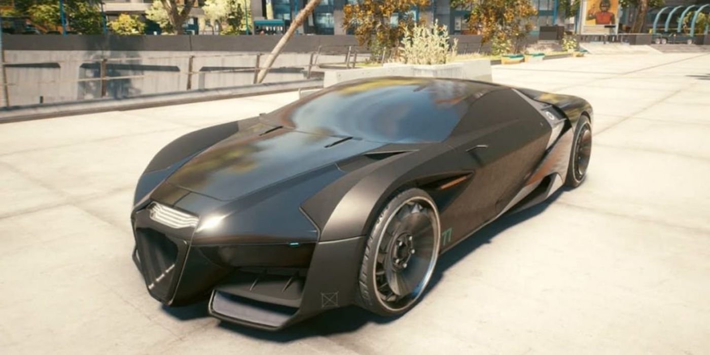 A black murkmobile batmobile in Cyberpunk 2077