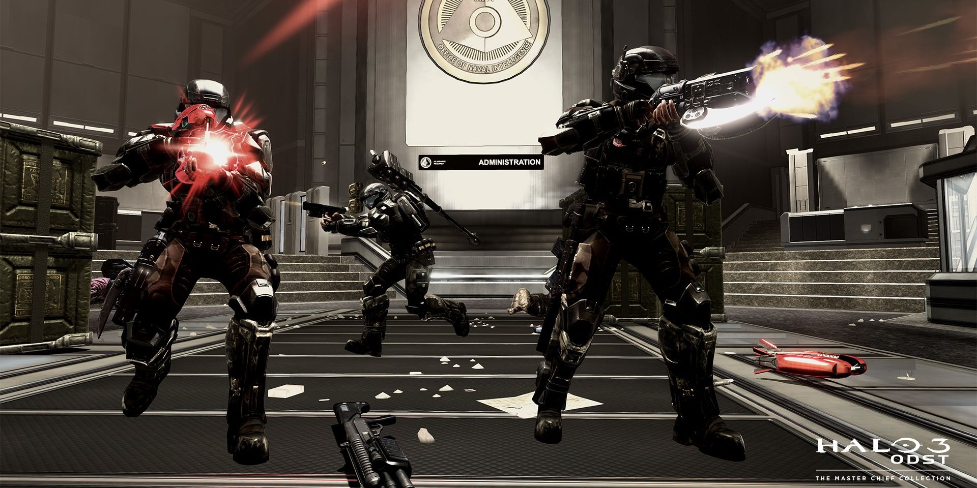 ODSTs in the center of Alpha Site during a Firefight match