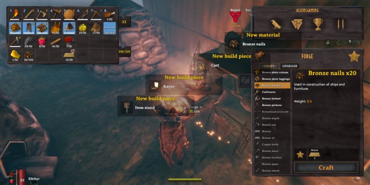 Valehim player building a Karve