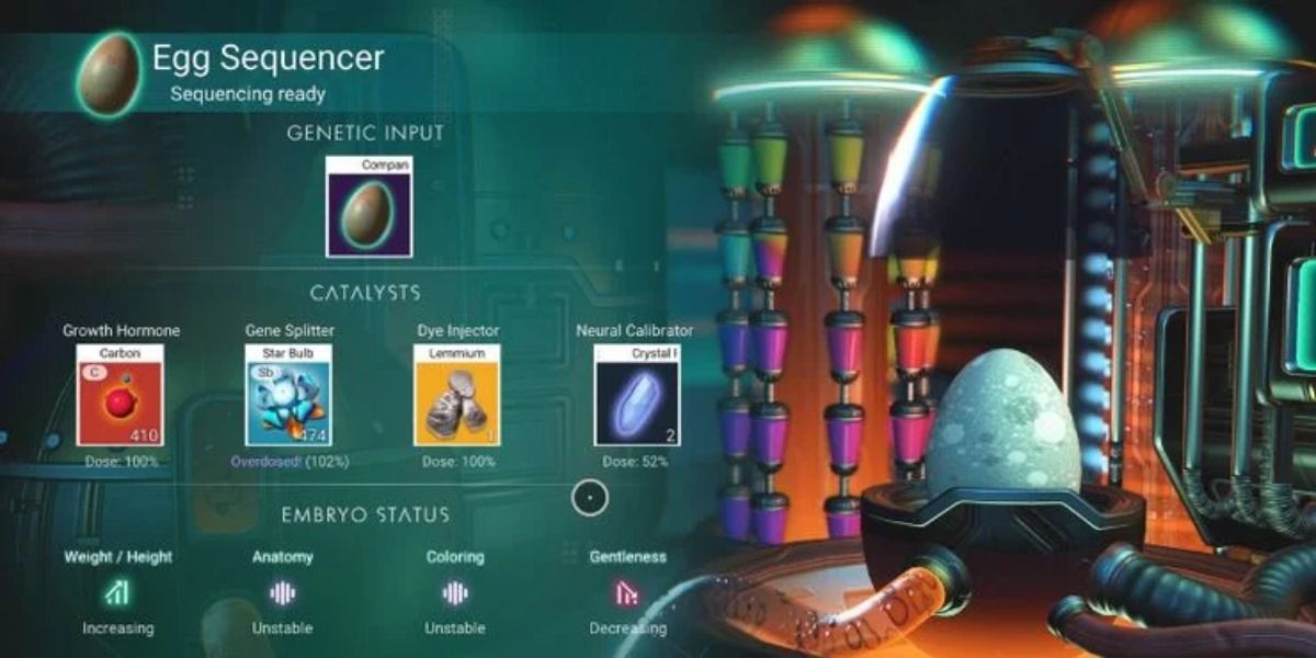 Raw Materials in the egg sequencer