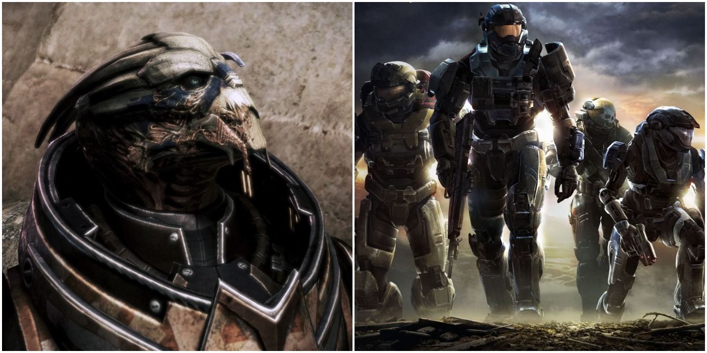 Garrus in ME3 (left) and Halo: Reach's cover art (right)