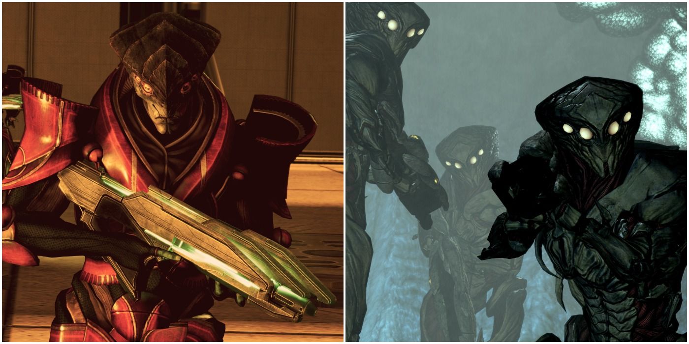 Javik in ME3 (left) and Collector drones in ME2 (right)