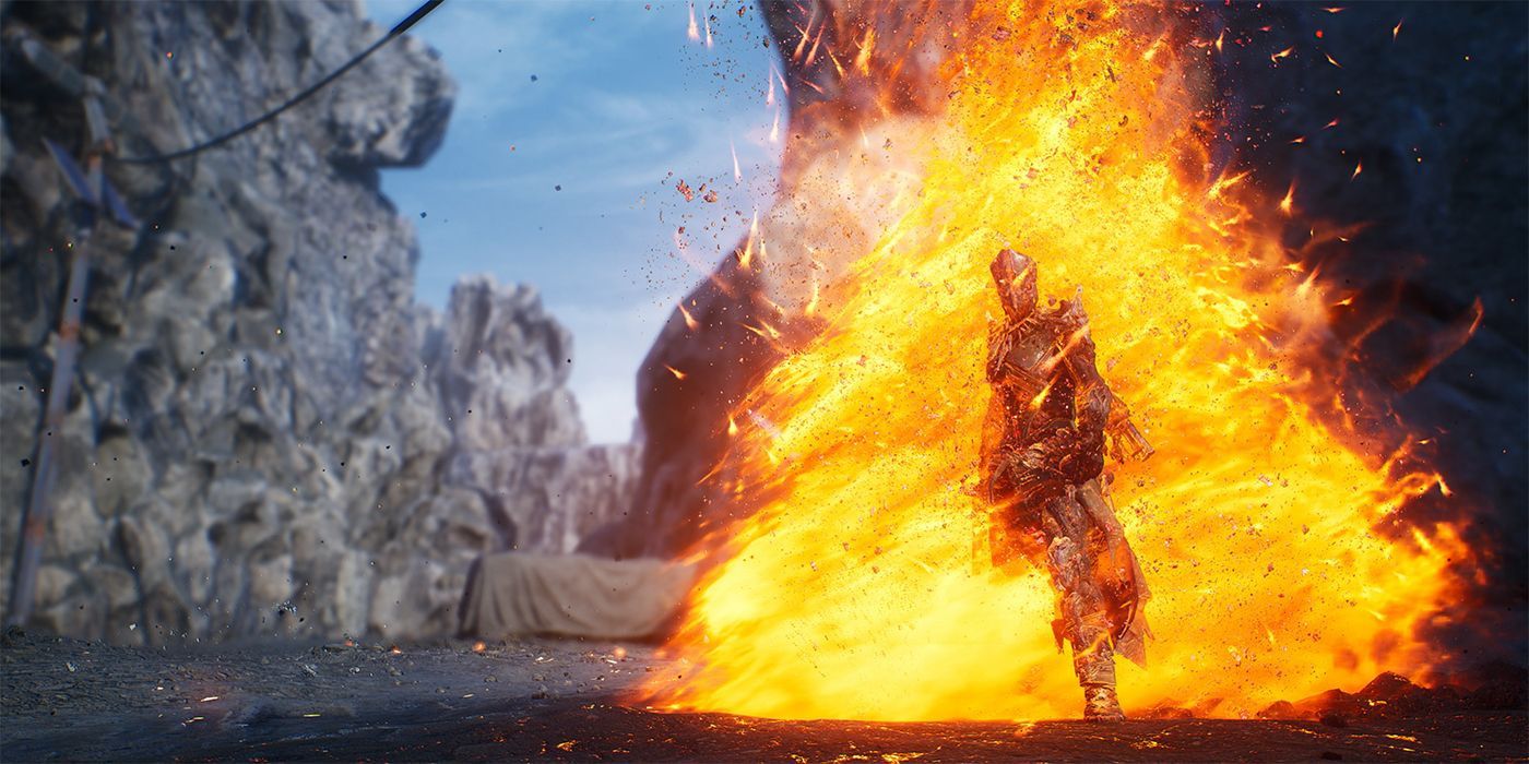 a pyromancer wrapped in a twister of flame