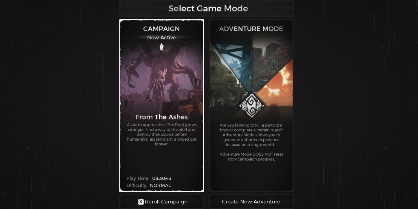 Remnant: From The Ashes Re-roll World Menu