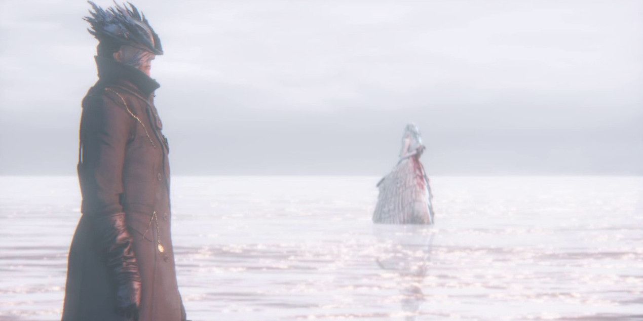 queen yharnam looking sad after you defeat rom in bloodborne