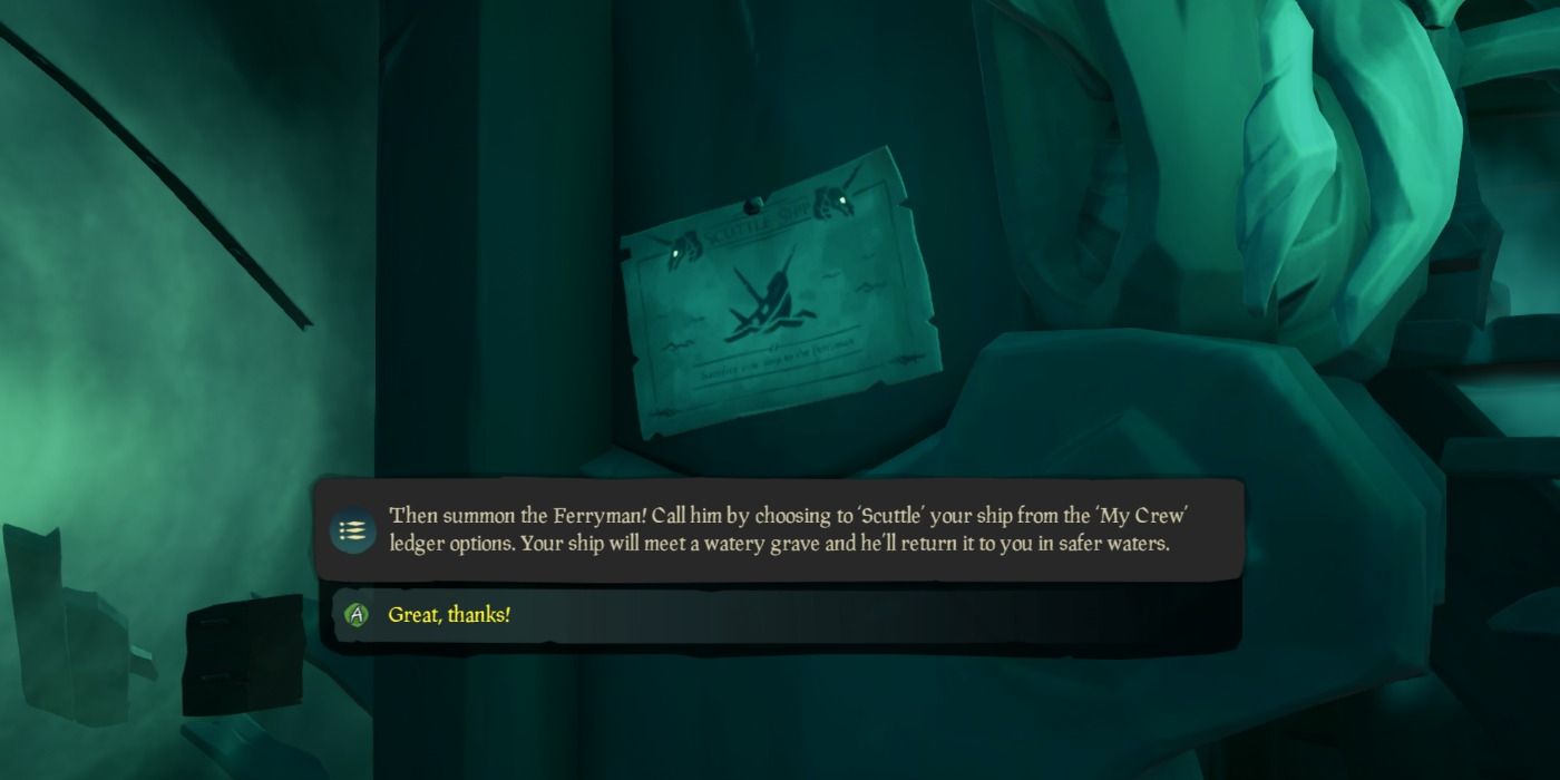 Scuttle Parchment on the Ferry of the Damned in Sea of Thieves