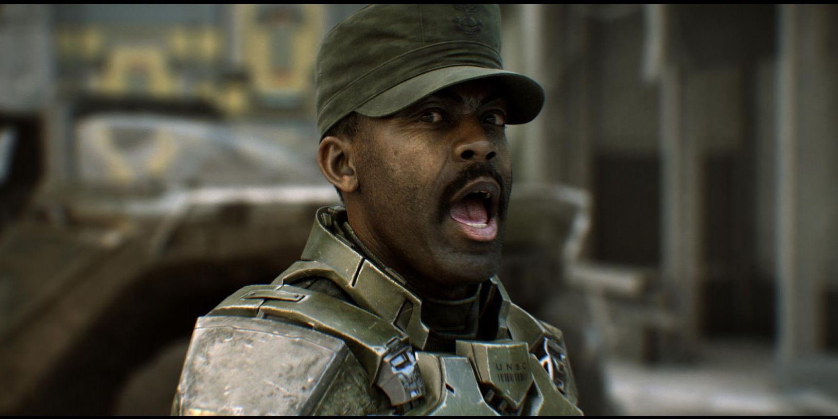 Sgt. Johnson yelling at marines during Halo 2 Anniversary.