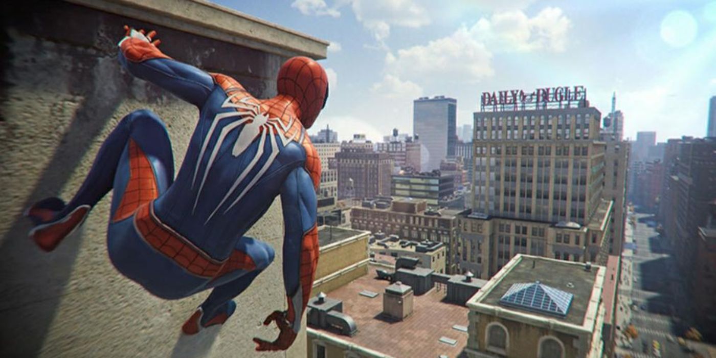 Spider-Man outside of the Daily Bugle
