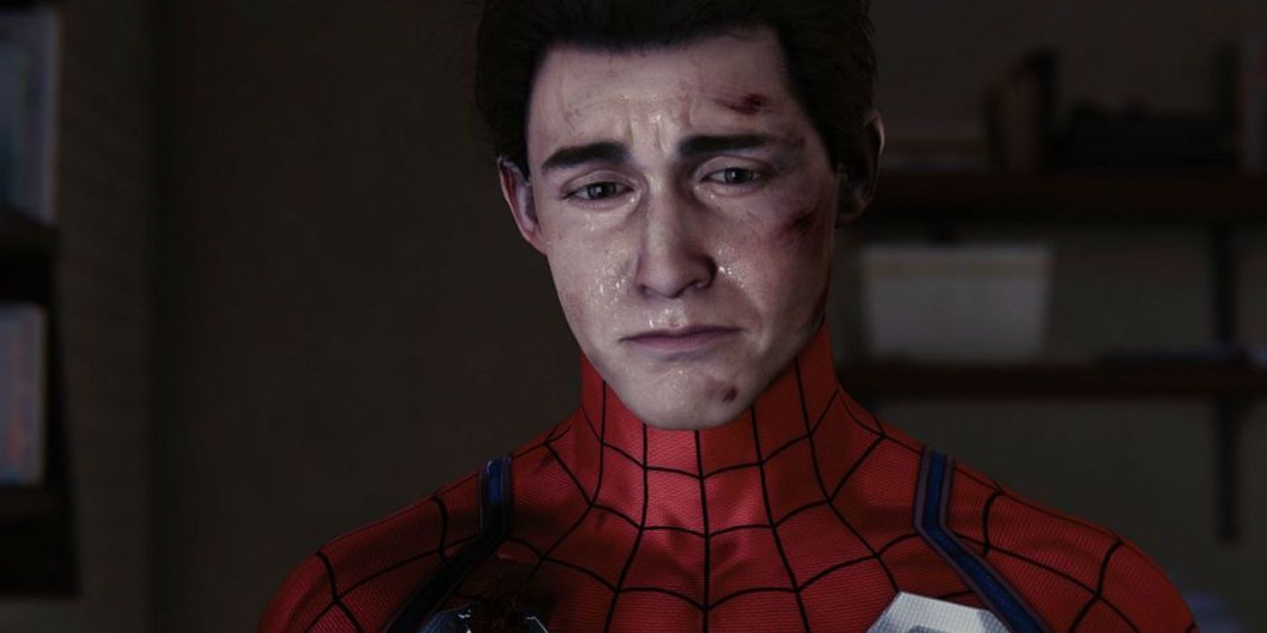 A sad Spider-Man from the original PS4 game