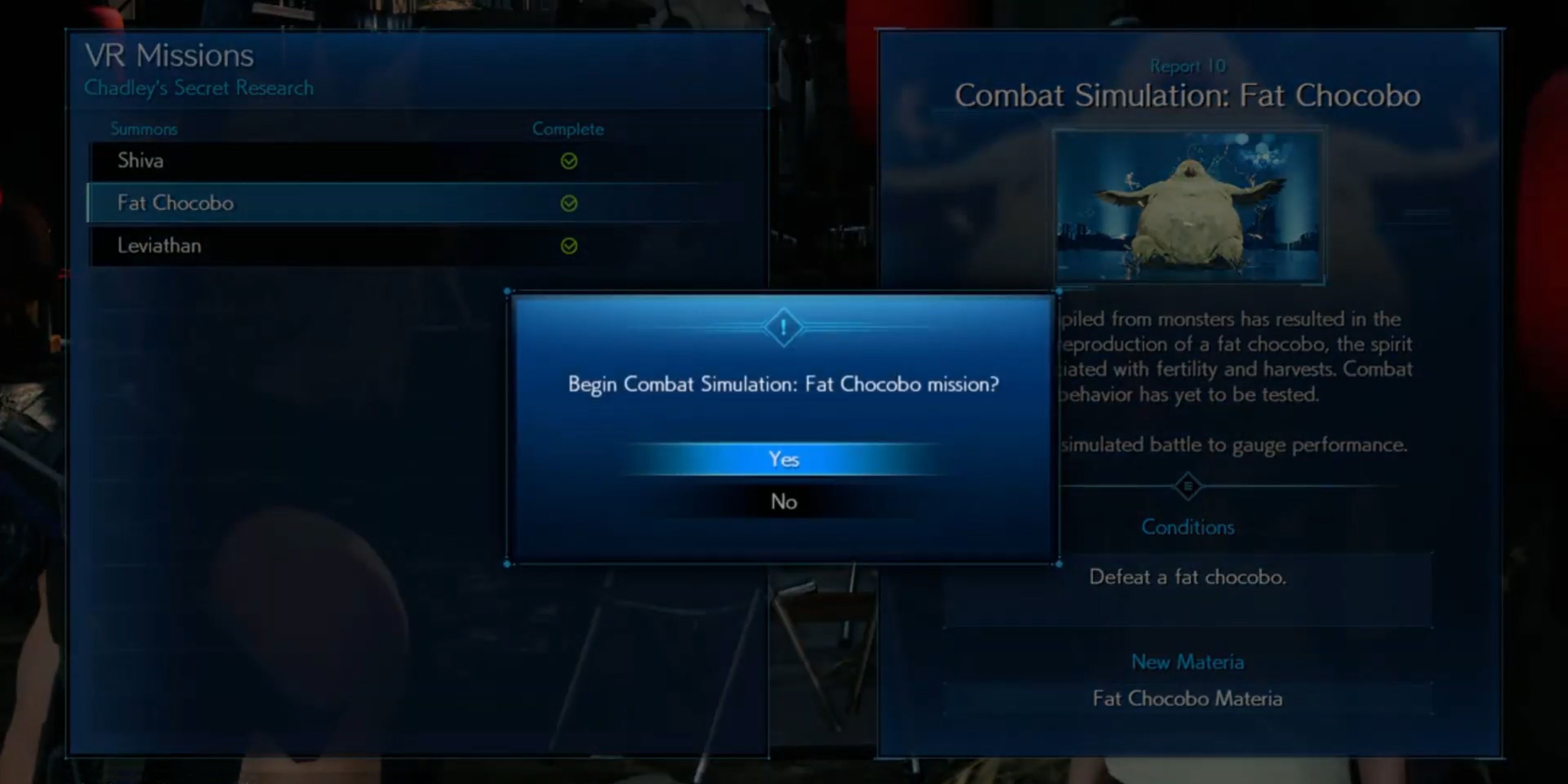 Initiating the Fat Chocobo battle in Final Fantasy VII Remake