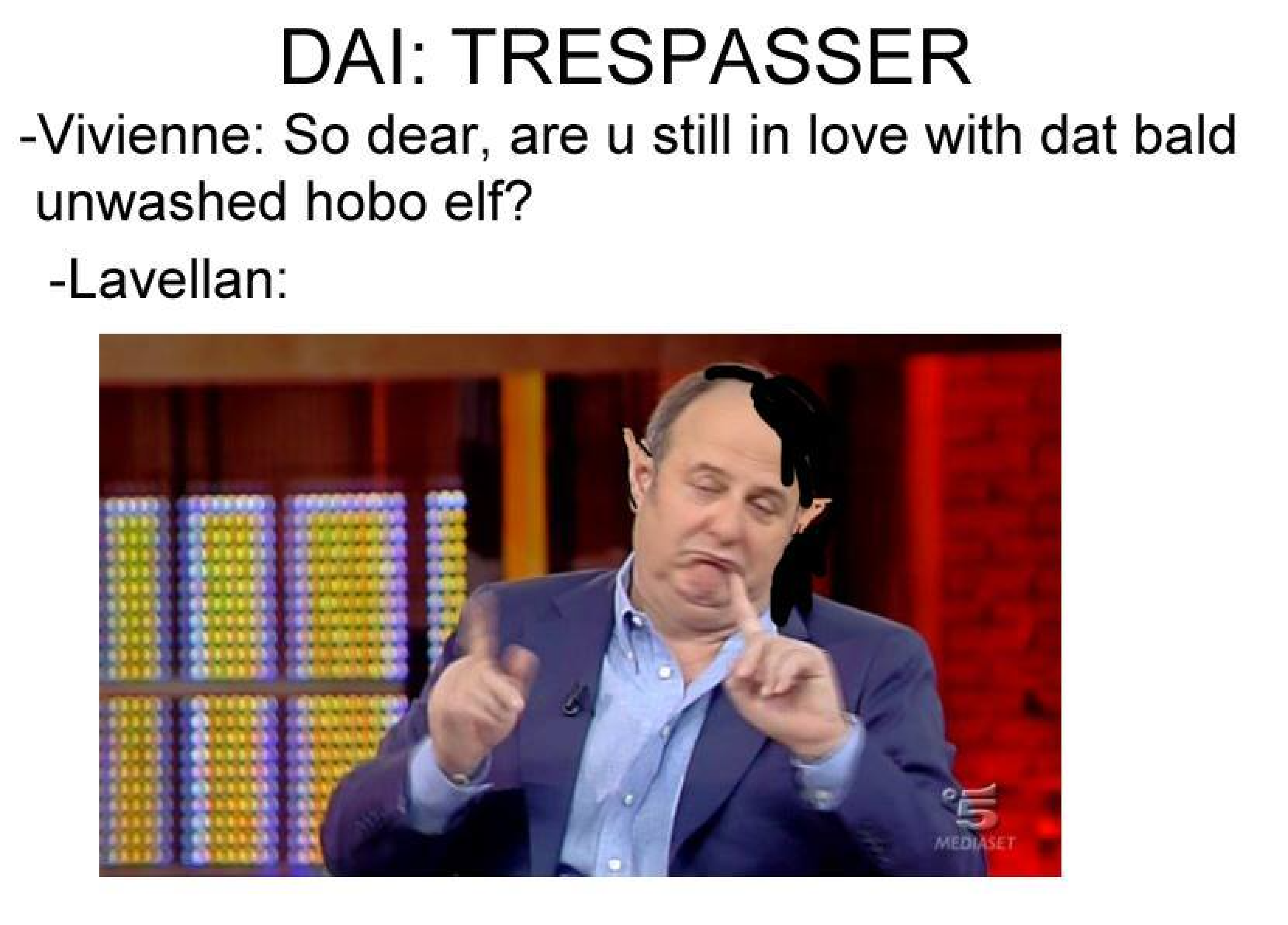 Vivenne talking to Lavellan about Solas meme.