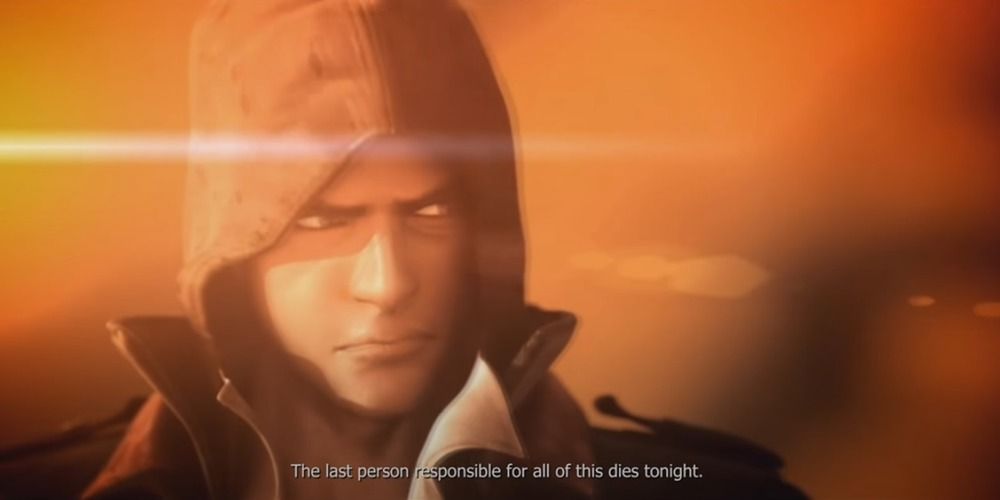 Alex talking to the mysterious soldier in the opening of Prototype
