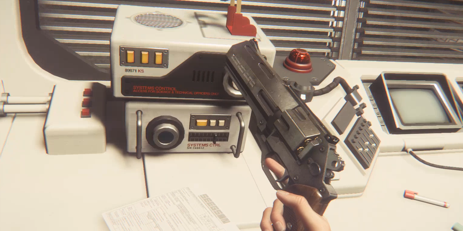 Alien Isolation Screenshot Player Holding Gun