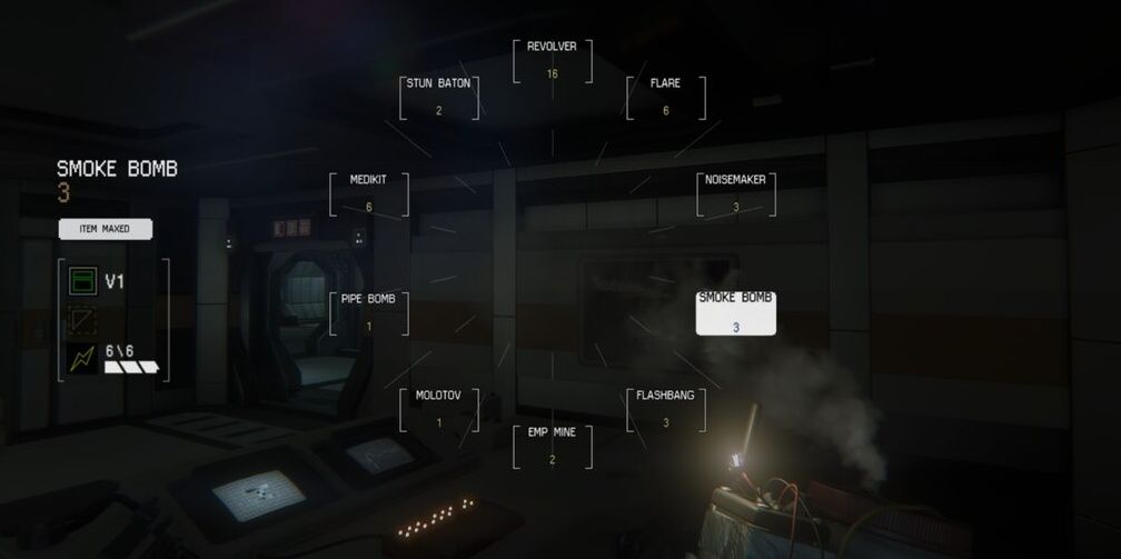 Alien Isolation Screenshot Item Menu Smoke Bombs