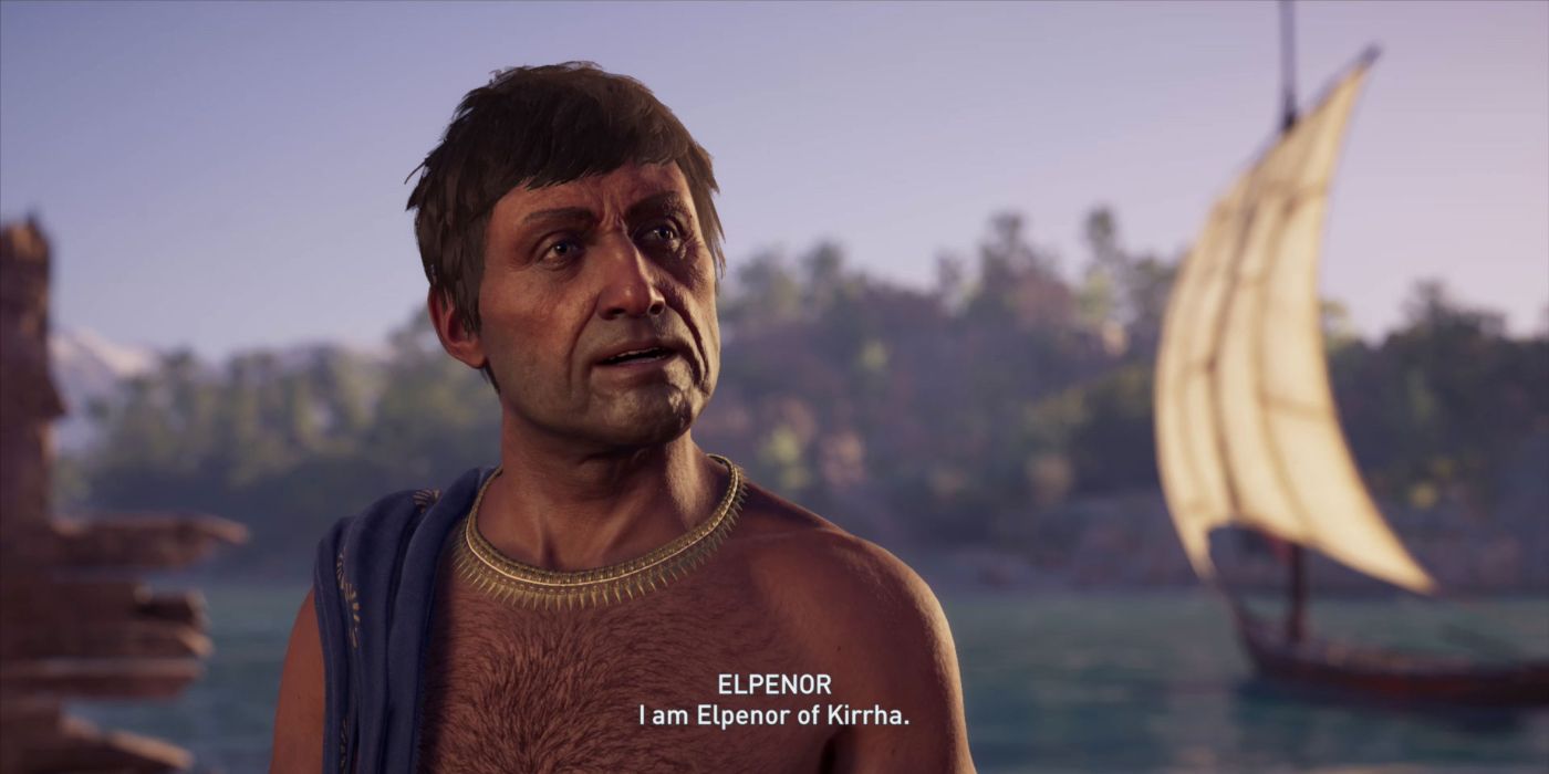 Assassin's Creed Odyssey Elpenor introducing himself