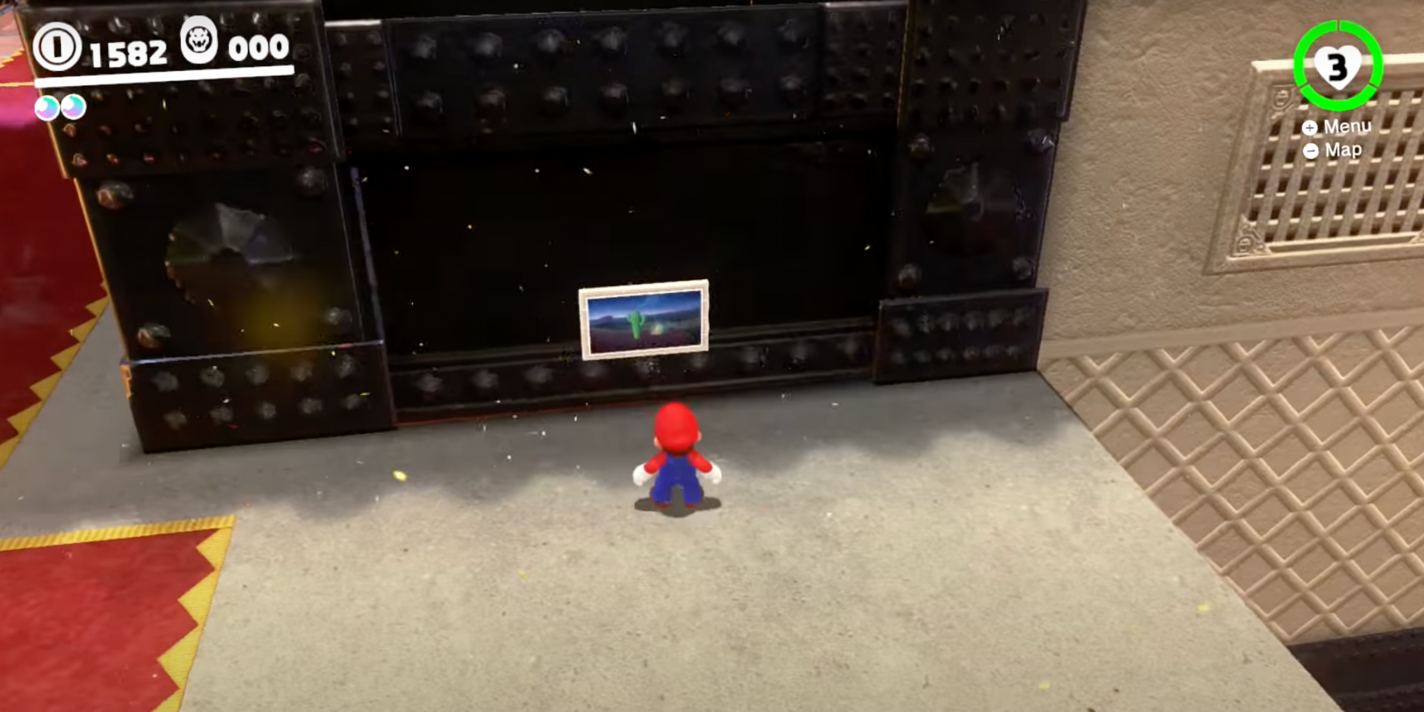 Mario in front of Bowser's Kingdom Hint Art