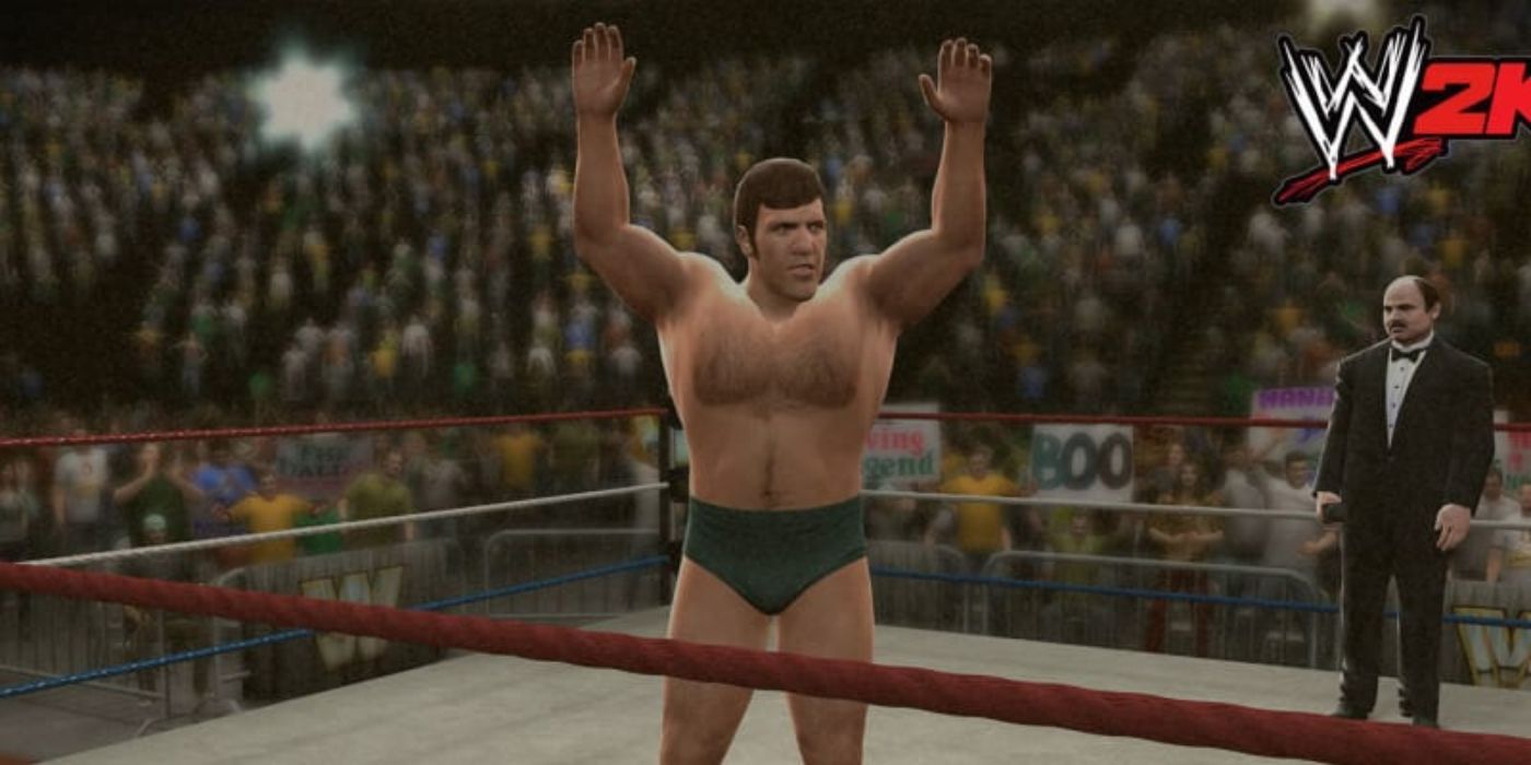 Brun Sammartino waves to the crowd in a WWE 2k14 screenshot