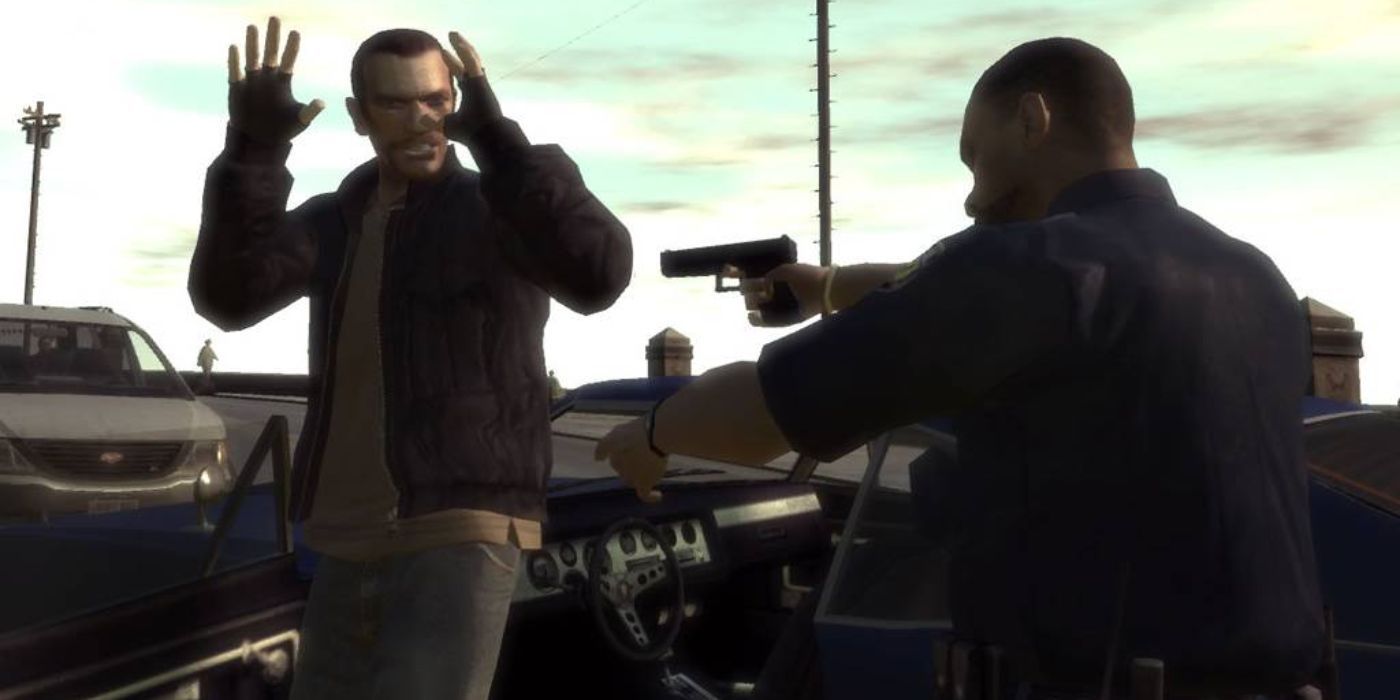 Niko gets busted by a cop with a gun