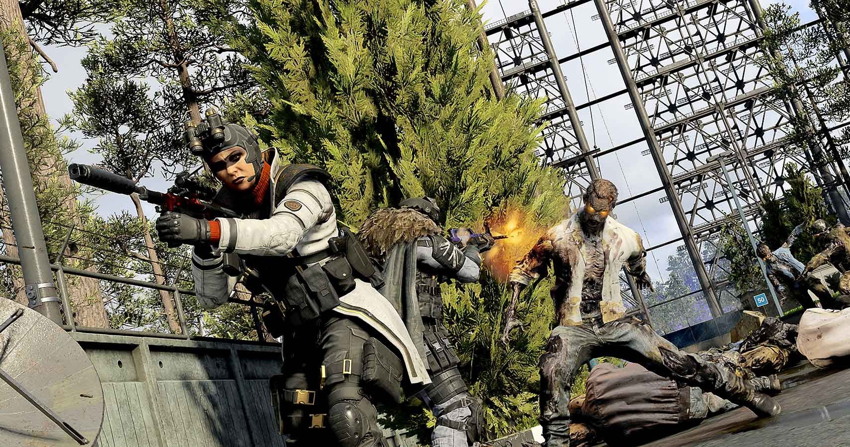 Cold War Outbreak Duga map, operators fighting zombies near the array