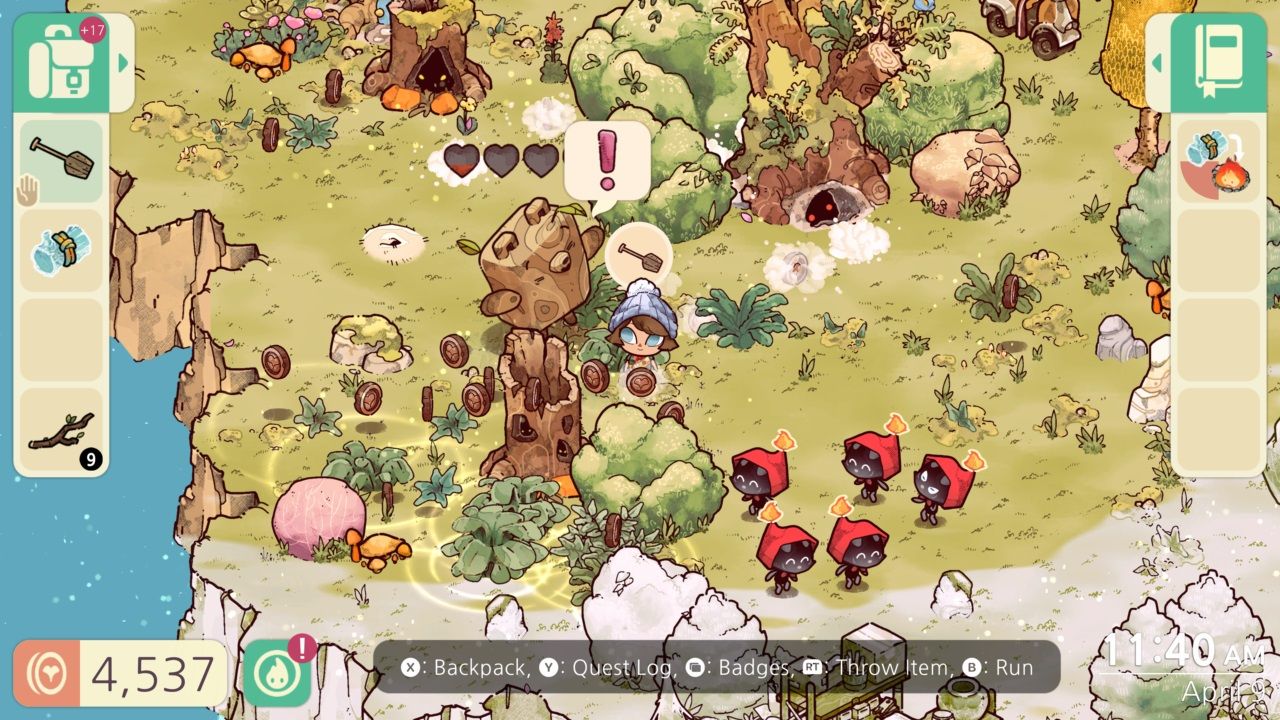 Cozy Grove Francesca DuClaw earning rewards from completing a request