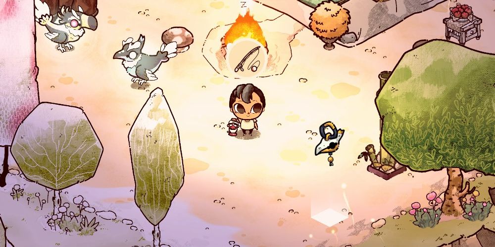 cozy grove placing a spirit bird at camp