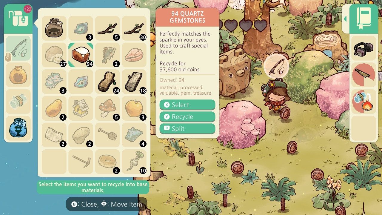 Cozy Grove recycling gemstones into money