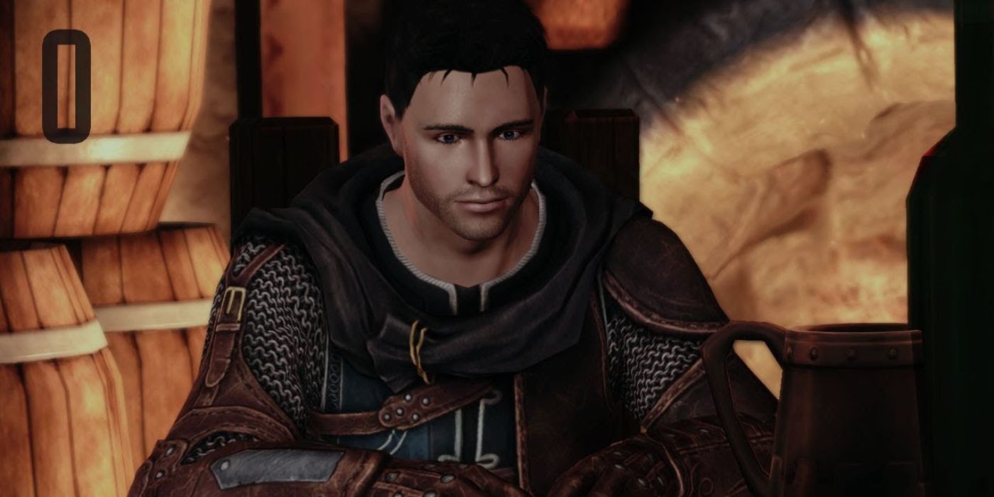 A male human noble warden sits at a table for some peace and quiet