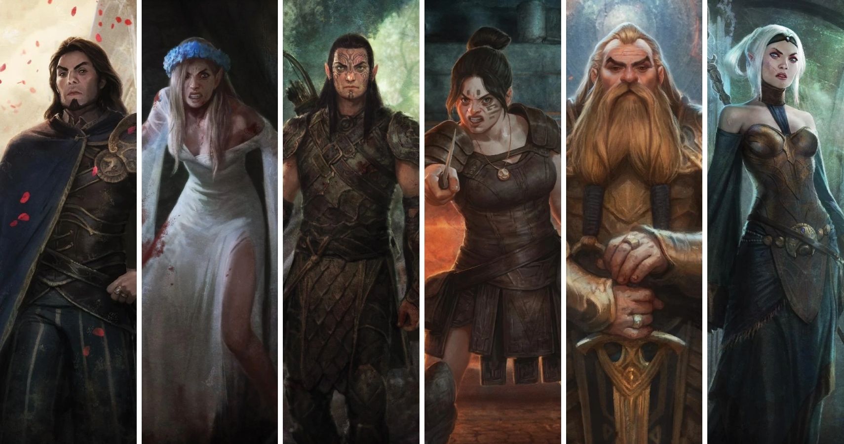 Art of 6 characters side by side