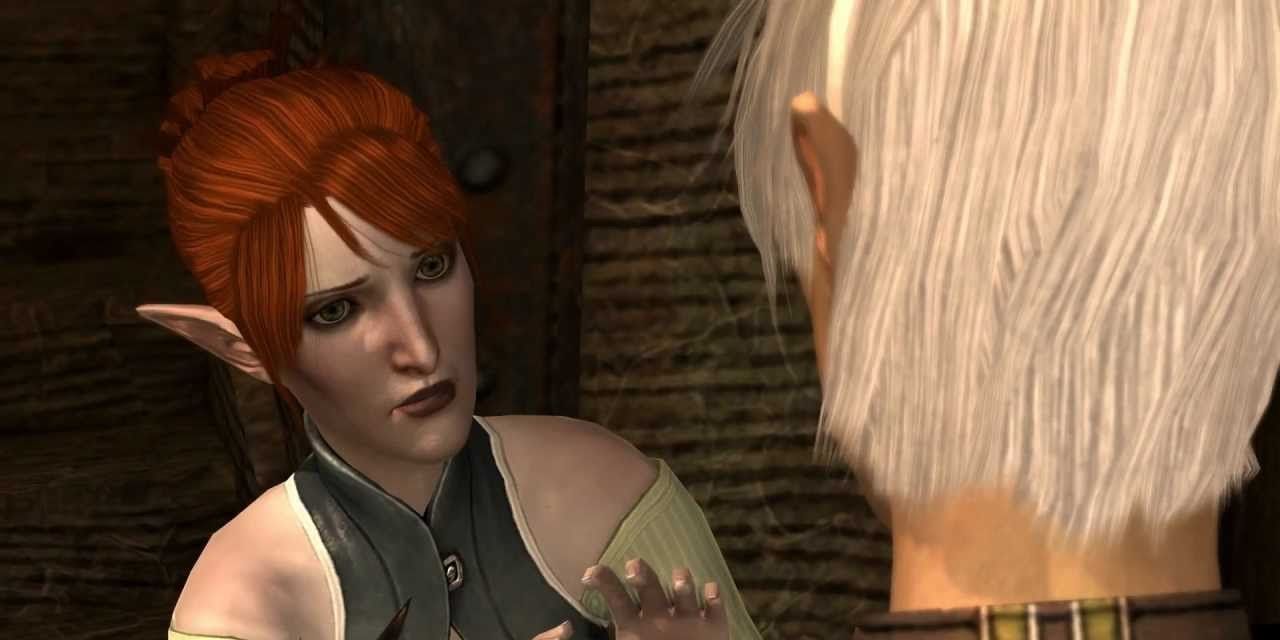 Dragon Age - Varania talking to Fenris the blue wraith