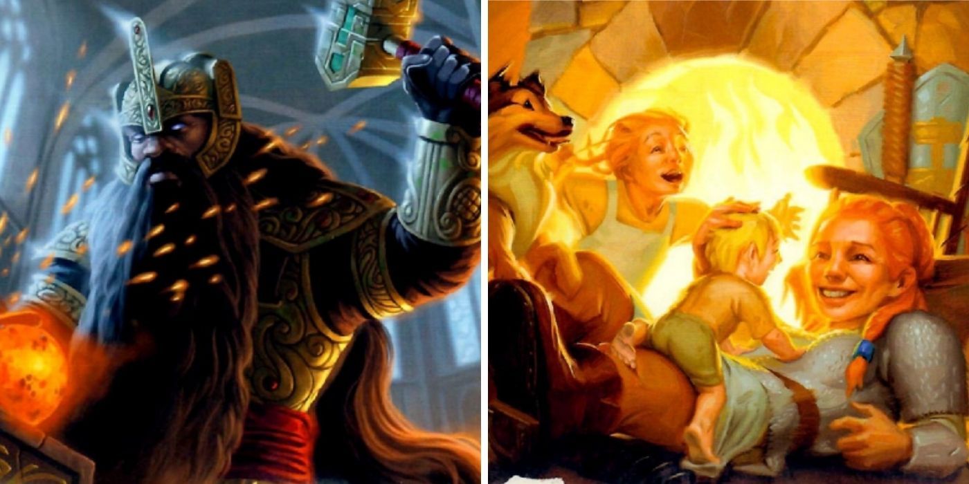 Dungeons and Dragons - Moradin using a forge - A happy dwarven family