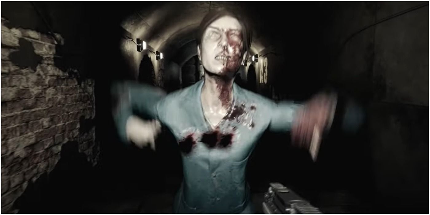 Ebola 2 - Pointing a gun at a zombie that is attacking