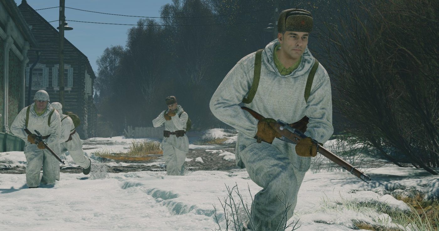 Enlisted Troop Running In Snow Russia Campaign