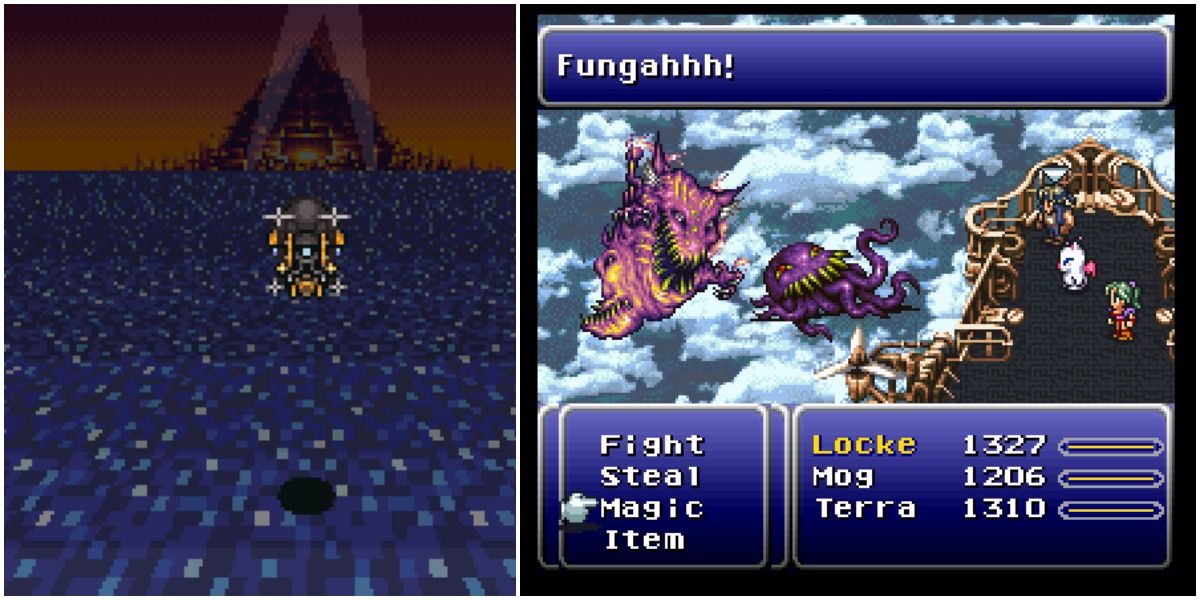 Final Fantasy 6 airship split image ultros boss battle