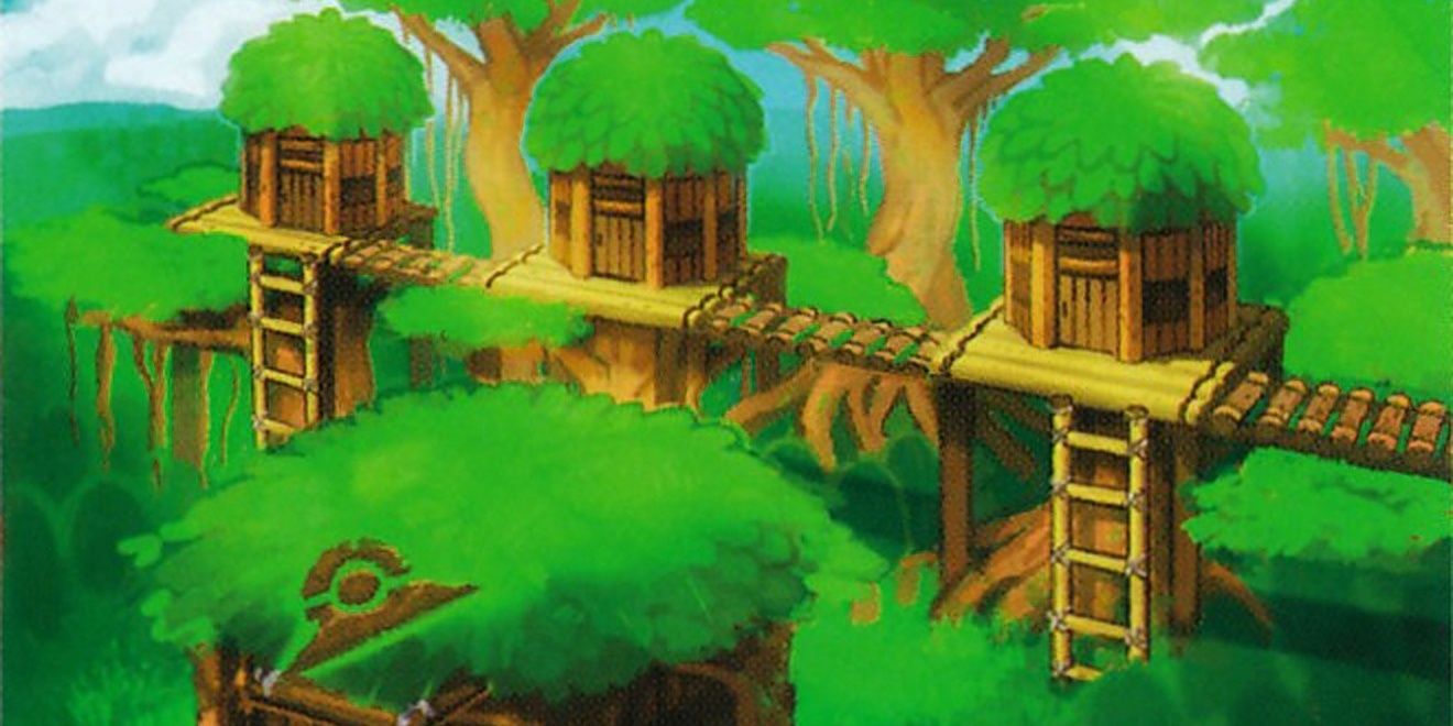 Official artwork of Fortree City as it appears in Pokemon Omega Ruby & Alpha Sapphire