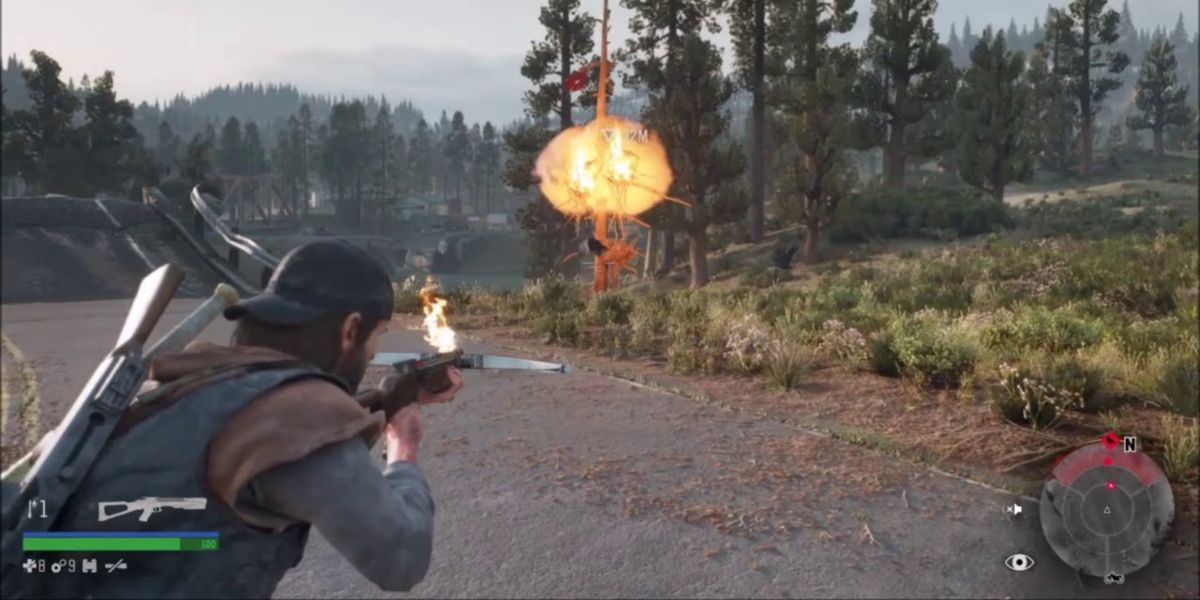 The fire bolt burning a Crier nest.