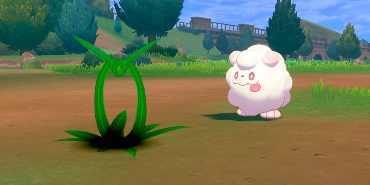 The move Grass Knot used against a Slurpuff as it appears in Pokemon Sword & Shield